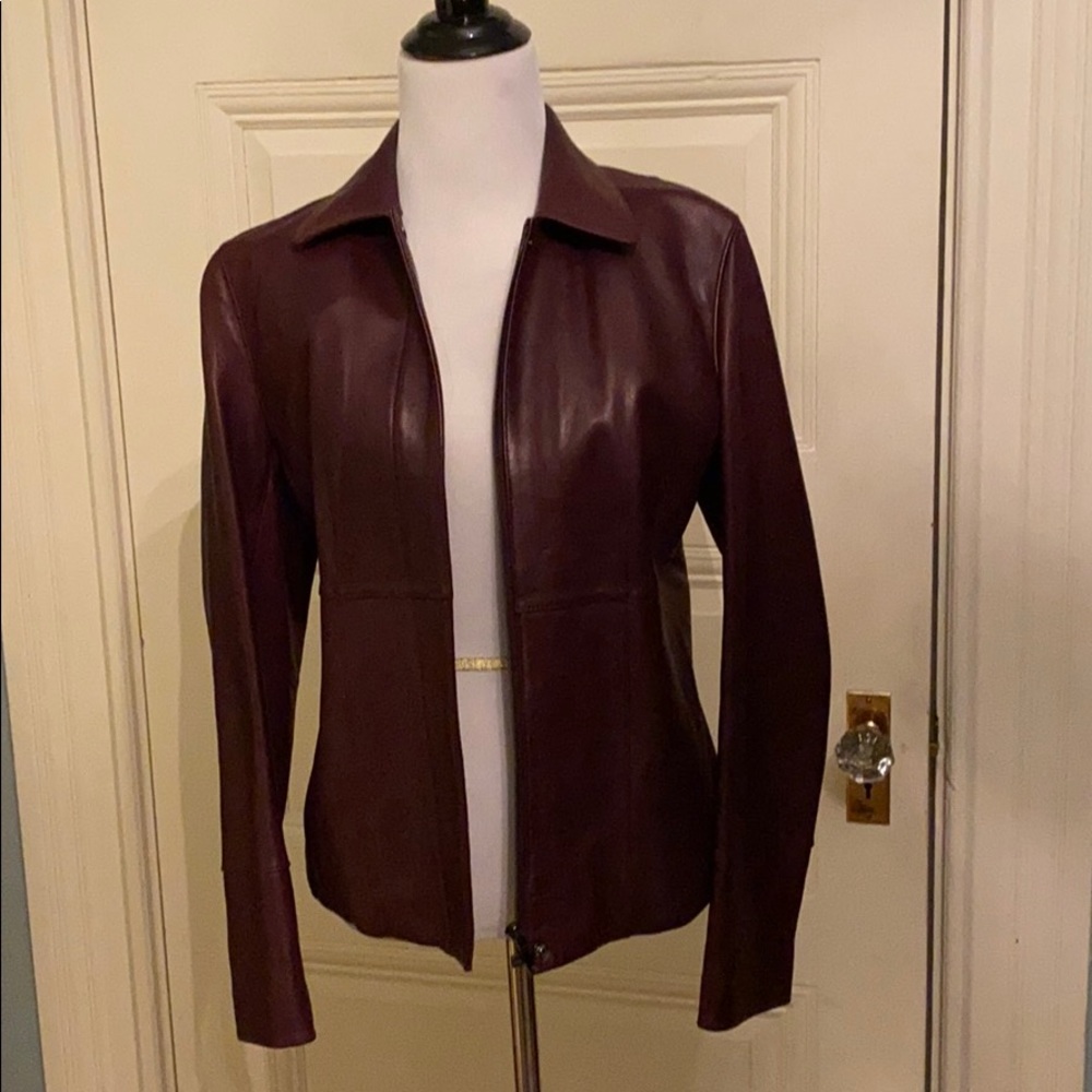 Merlot leather jacket by Ann Taylor